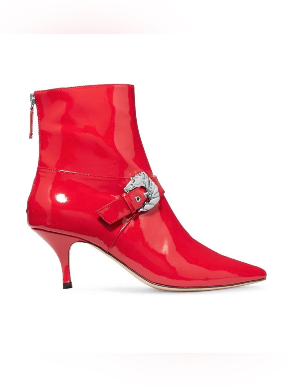 DORATEYMUR Saloon Buckled Patent-Leather Ankle Boots, Size 39, Red